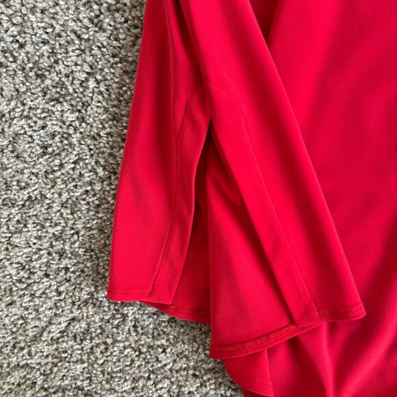 Sympli Womens Size 10 Red Cold Shoulder Asymmetrical Hem 3/4 Sleeve Tunic Top - Picture 7 of 10